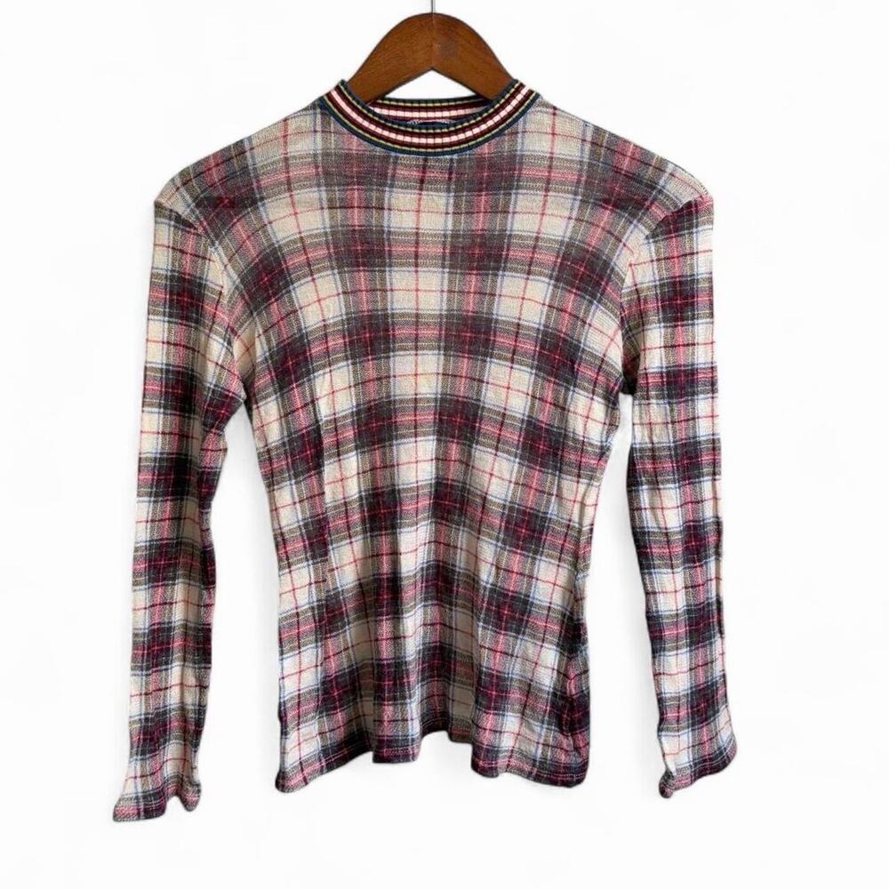 Vintage 90s Jean Paul Gaultier Maille Mesh Punk Italy Cute Plaid Women’s XS Top